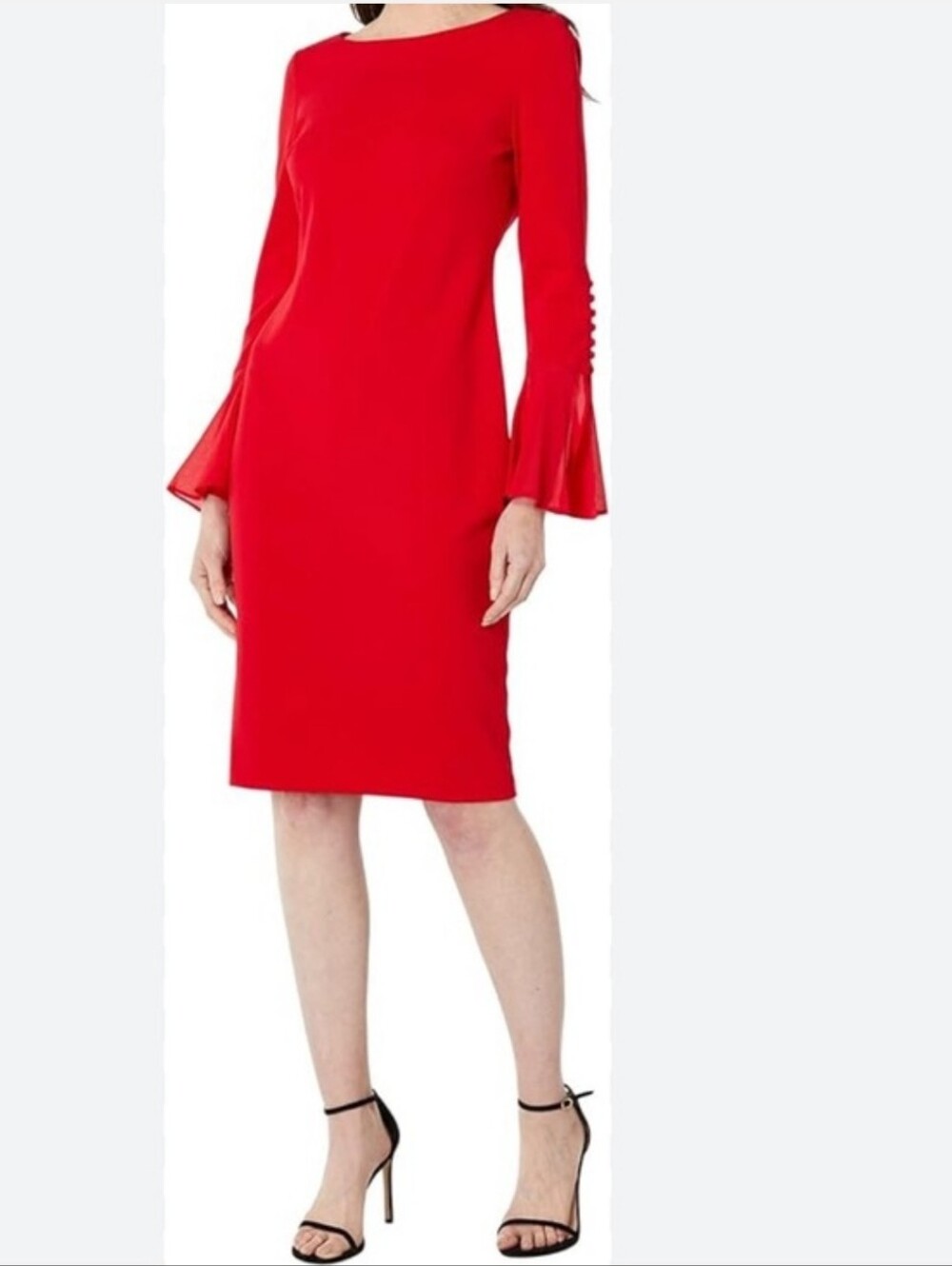Calvin Klein Red Bell-Sleeve Sheath Dress